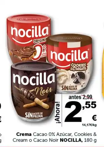 Masymas NOCILLA Crema Cacao 0% Azúcar, Cookies & Cream o Cacao Noir oferta