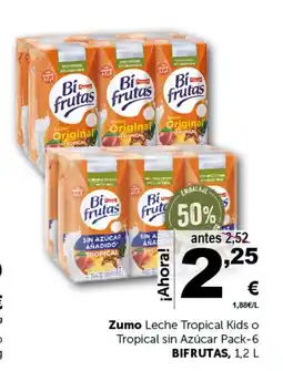 Masymas BIFRUTAS Zumo Leche Tropical Kids o Tropical sin Azúcar Pack-6 oferta