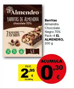 Masymas EL ALMENDRO Barritas Almendra Chocolate Negro 70% oferta