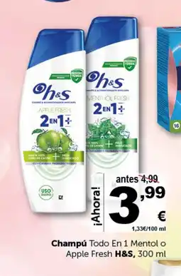 Masymas H&S Champú Todo En 1 Mentol o Apple Fresh oferta