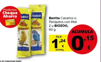 Masymas BIOZOO Barrita Canarios o Periquitos con Miel oferta