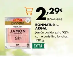 Supermercados Lupa BONNATUR de ARGAL Jamón cocido extra 92% carne corte fino lonchas oferta