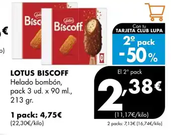 Supermercados Lupa LOTUS BISCOFF Helado bombón oferta