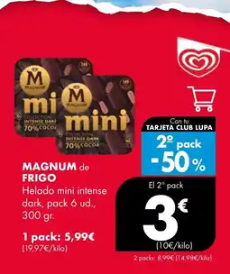 Supermercados Lupa MAGNUM de FRIGO Helado mini intense dark oferta