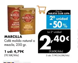 Supermercados Lupa MARCILLA Café molido natural o mezcla oferta