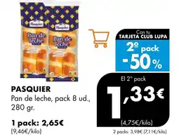 Supermercados Lupa PASQUIER Pan de leche oferta