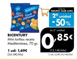 Supermercados Lupa BICENTURY Mini tortitas receta Mediterránea oferta