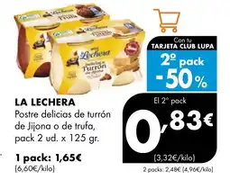 Supermercados Lupa LA LECHERA Postre delicias de turrón de Jijona o de trufa oferta