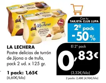 Supermercados Lupa LA LECHERA Postre delicias de turrón de Jijona o de trufa oferta