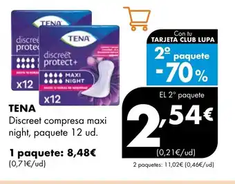 Supermercados Lupa TENA Discreet compresa maxi oferta