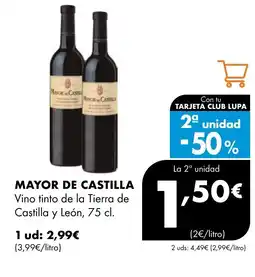 Supermercados Lupa MAYOR DE CASTILLA Vino tinto de la Tierra de Castilla y León oferta