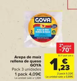 Carrefour GOYA Arepa de maíz rellena de queso oferta