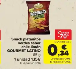 Carrefour GOURMET LATINO Snack platanitos verdes sabor chile limón oferta