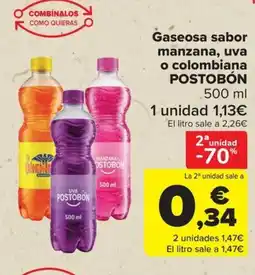 Carrefour POSTOBÓN Gaseosa sabor manzana, uva o colombiana oferta