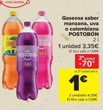 Carrefour POSTOBÓN Gaseosa sabor manzana, uva o colombiana oferta
