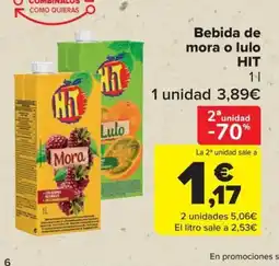 Carrefour HIT Bebida de mora o lulo oferta