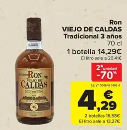 Carrefour VIEJO DE CALDAS Ron Tradicional 3 años oferta
