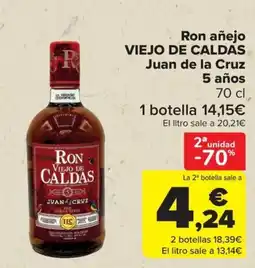 Carrefour VIEJO DE CALDAS Ron añejo Juan de la Cruz oferta