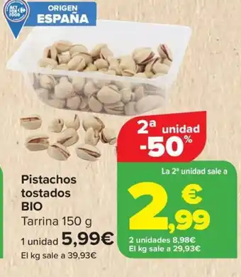 Carrefour BIO Pistachos tostados oferta