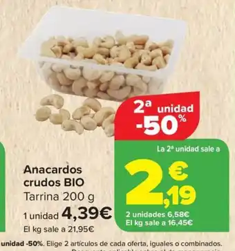 Carrefour BIO Anacardos crudos oferta