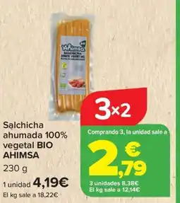 Carrefour BIO AHIMSA Salchicha ahumada 100% vegetal oferta