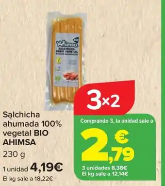 Carrefour BIO AHIMSA Salchicha ahumada 100% vegetal oferta
