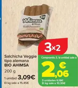 Carrefour BIO AHIMSA Salchicha Veggie tipo alemana oferta