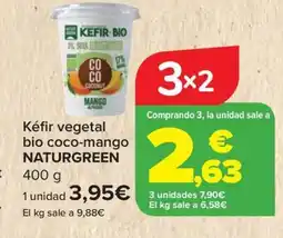 Carrefour NATURGREEN Kéfir vegetal bio coco-mango oferta