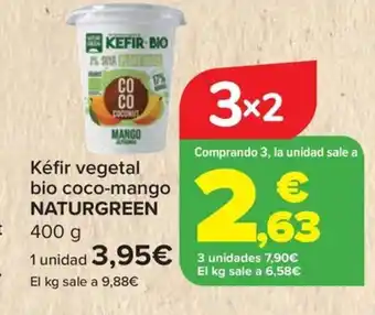 Carrefour NATURGREEN Kéfir vegetal bio coco-mango oferta