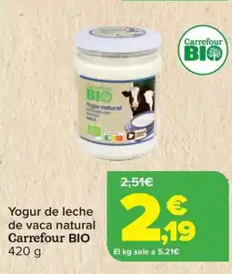 Carrefour CARREFOUR BIO Yogur de leche de vaca natural oferta