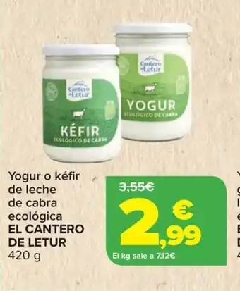 Carrefour EL CANTERO DE LETUR Yogur o kéfir griego de leche de cabra ecológica oferta