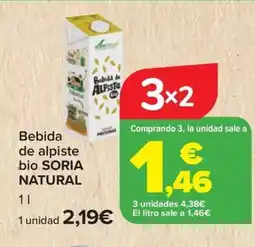 Carrefour SORIA NATURAL Bebida de alpiste bio oferta