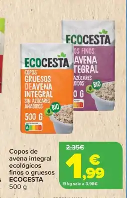 Carrefour ECOCESTA Copos de avena integral ecológicos finos o gruesos oferta