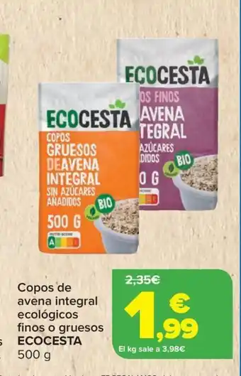 Carrefour ECOCESTA Copos de avena integral ecológicos finos o gruesos oferta