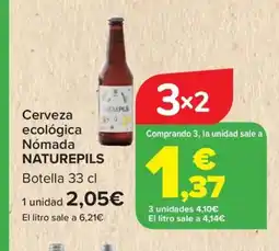 Carrefour NATUREPILS Cerveza ecológica Nómada oferta