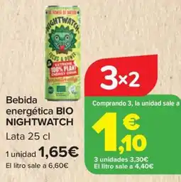 Carrefour BIO NIGHTWATCH Bebida energética oferta