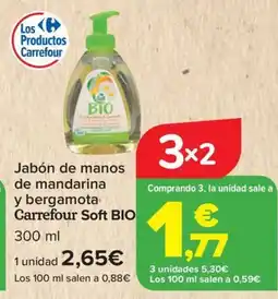 Carrefour CARREFOUR SOFT BIO Jabón de manos de mandarina y bergamota oferta