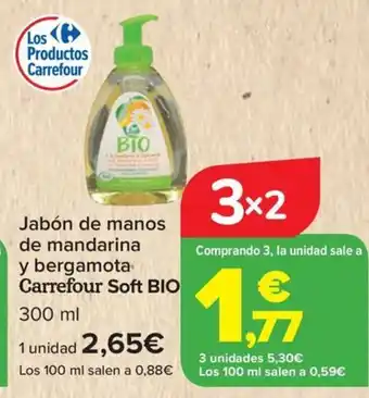 Carrefour CARREFOUR SOFT BIO Jabón de manos de mandarina y bergamota oferta