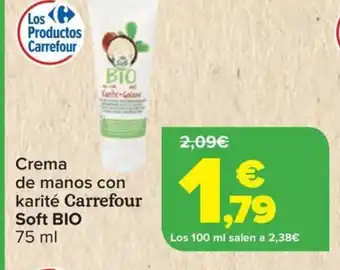 Carrefour CARREFOUR SOFT BIO Crema de manos con oferta
