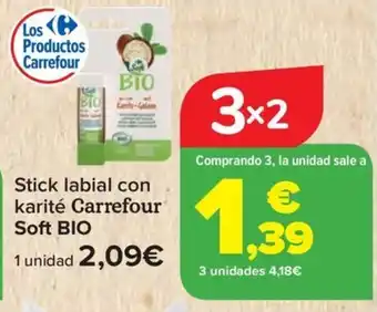 Carrefour CARREFOUR SOFT BIO Stick labial con karité oferta