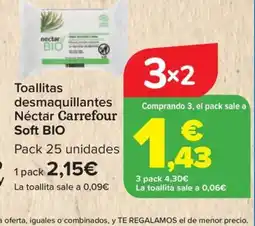 Carrefour CARREFOUR SOFT BIO oallitas desmaquillantes Néctar oferta