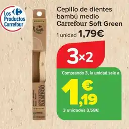 Carrefour CARREFOUR SOFT GREEN Cepillo de dientes bambú medio oferta