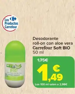 Carrefour CARREFOUR SOFT BIO Desodorante roll-on con aloe vera oferta