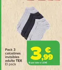 Carrefour TEX Pack 3 calcetines invisibles adulto oferta