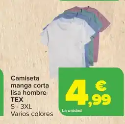 Carrefour TEX Camiseta manga corta lisa hombre oferta
