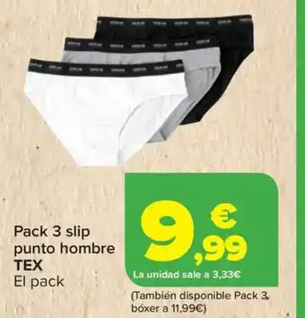 Carrefour TEX Pack 3 slip punto hombre oferta