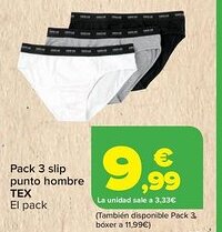 Carrefour TEX Pack 3 slip punto hombre oferta