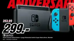 MediaMarkt Pack Consola Switch Neon + Juego Nintendo Switch Super Mario Bros. Wonder oferta