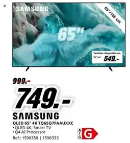 MediaMarkt SAMSUNG QLED 65" 4K TQ65Q7FAAUXXC oferta