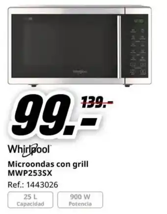 MediaMarkt WHIRPOOL Microondas con grill MWP253SX oferta